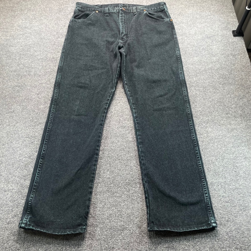 Wrangler Jeans Men's 38x32 Black Green 13MWZQF Cowboy Cut Straight Leg Made USA